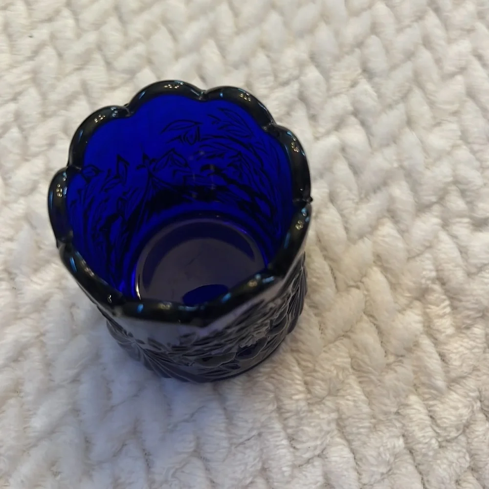 Vintage Westmoreland Elegant Cobalt Blue Toothpick Holder Vase Mid Century